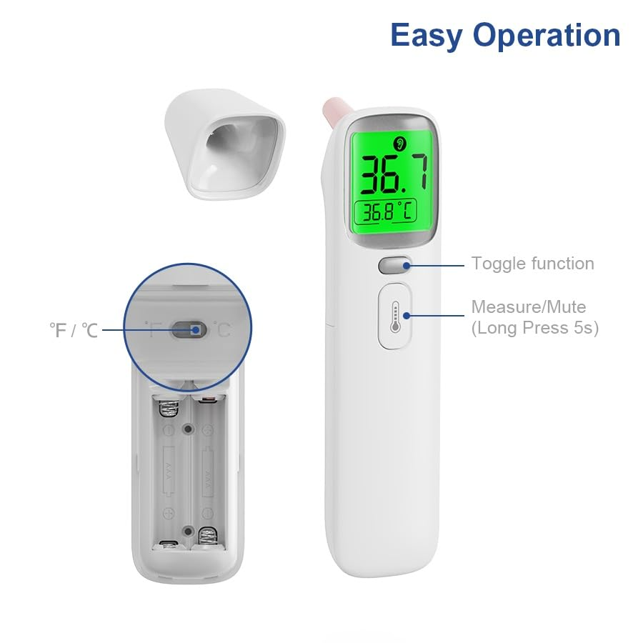 Mitdir&reg; 20A Infrared Digital Ear and Forehead Thermometer, Non Contact Medical Temperature Thermometer for Adults Children Baby and Object with Fever Alarm, Instant Reading, Memory Function (20A) image number 6