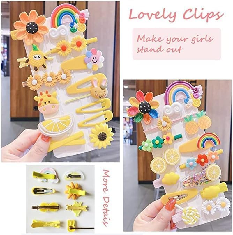 Cute Fashion Girl Rainbow Candy Flower Fruit Set Hair Pins Hair Barrettes Set, 50Pcs Flower Candy Fruits Rainbow Cute Hair Clip,Cute Hair Barrettes Pins Colorful Rainbow Flower Fruit Cute Hair Clip image number 6