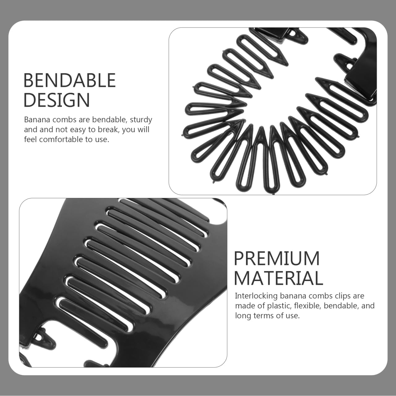 PAMINGONO Banana Clips for Hair for Women Interlocking Combs Hair Styling Accessories Side Combs Braiding Tool image number 3