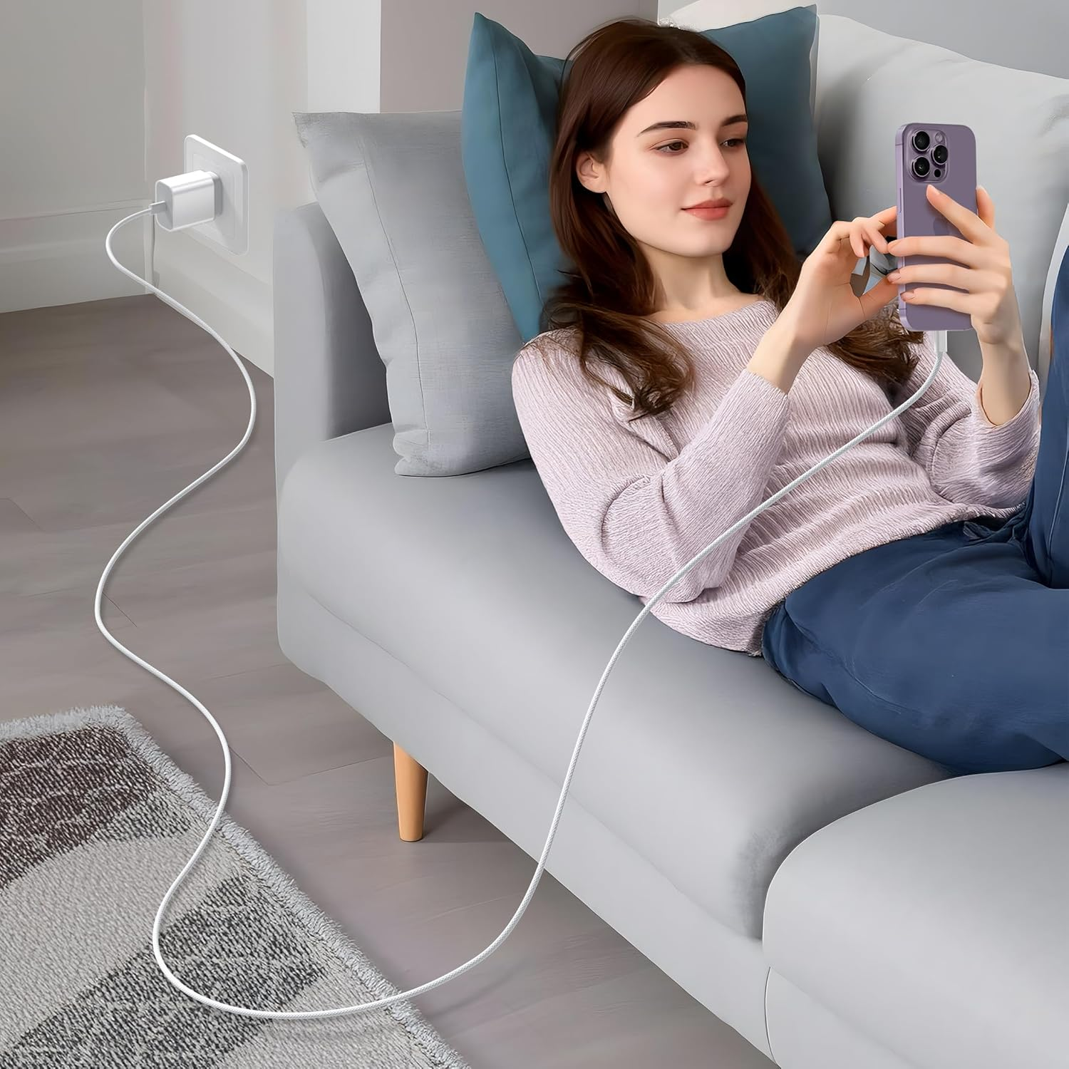 20W Charger for Iphone 14 Pro Max, USB C Fast Charger Wall Chargers Block with 2M USBC to Lightning Cable Compatible with Iphone 14/13/12/11 Pro/Xs Max/Xs/Xr/X/Se/8/Ipad image number 5