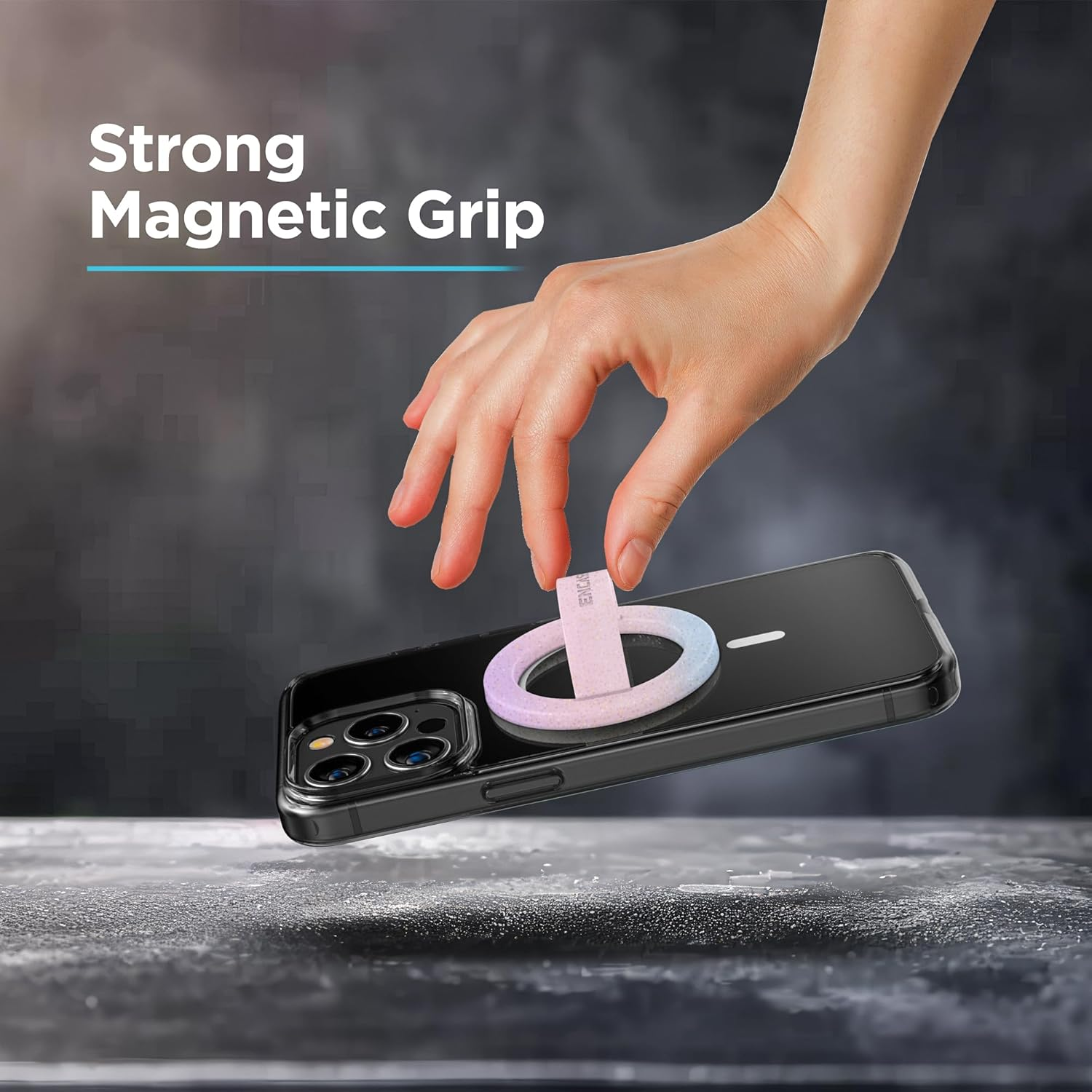 Encased Magnetic Phone Grip Holder (Compatible with Magsafe) Sparkle Silicone Finger Loop Ring for Iphone (Gradient Dream) image number 3