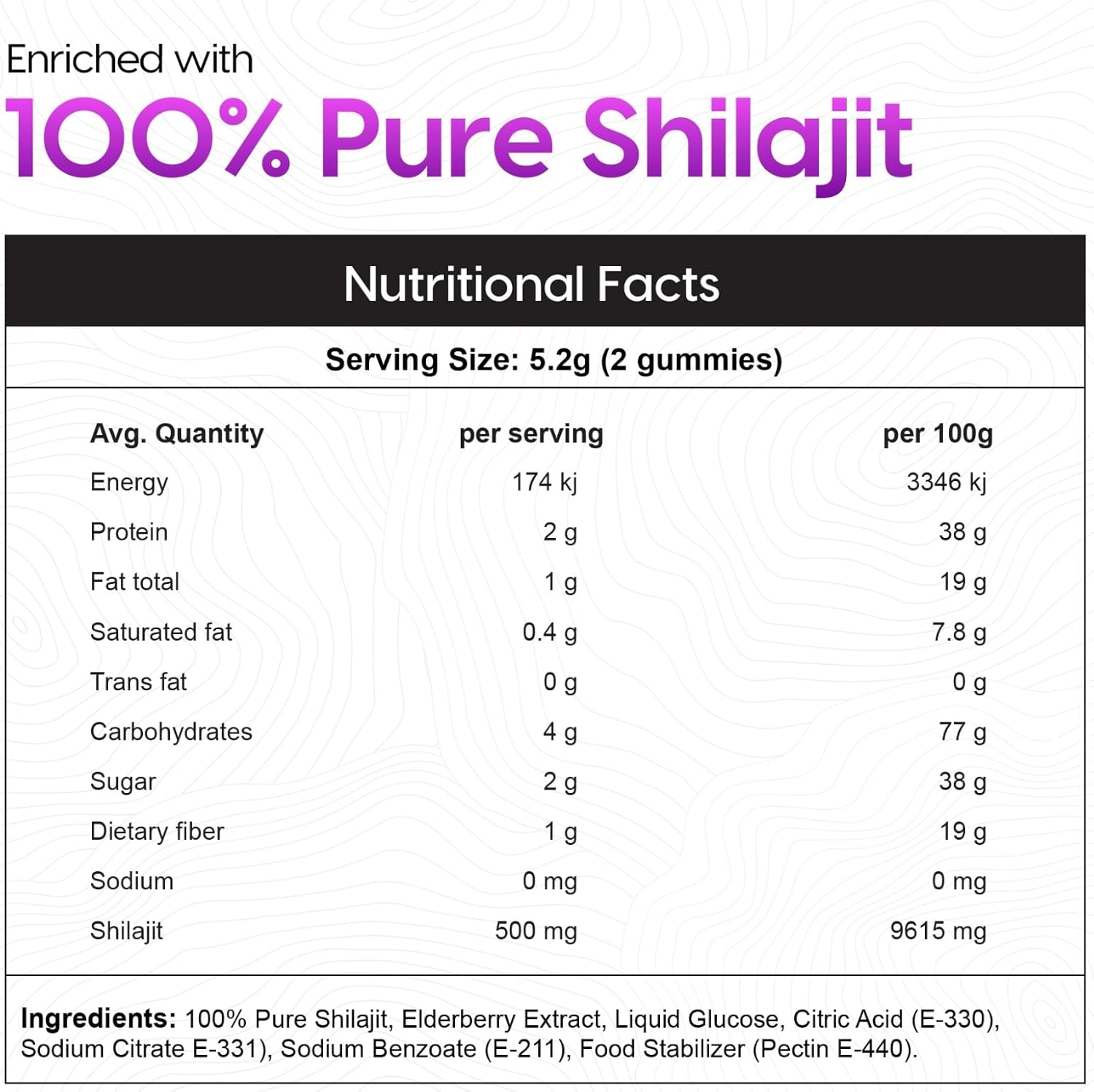 Pure Shilajit Gummies Gold I Lab Tested | Fulvic Acid & 85+ Trace Minerals I for Men, Women I Vegan & Organic 60 Gummies image number 5