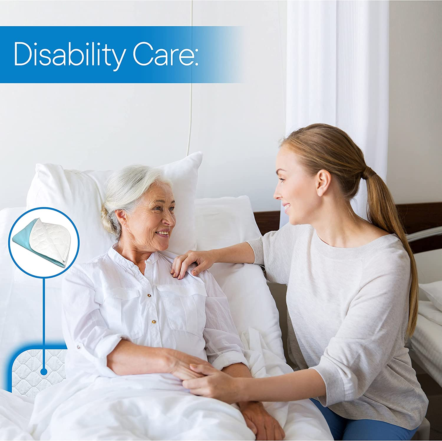 RMS Ultra Soft 4-Layer Washable and Reusable Incontinence Bed Underpads, 34"X54" with Four Handles image number 5