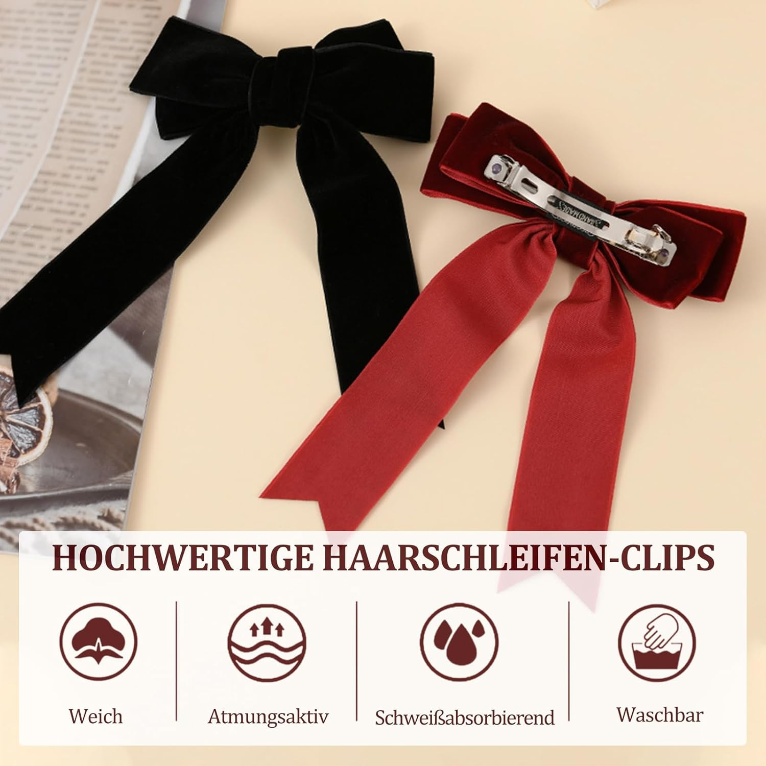 Bow Hair Clip Velvet Hair Bow Clips, French Hair Clips with Large Bow Hair Accessories for Women and Girls Fashishengdankuan image number 3