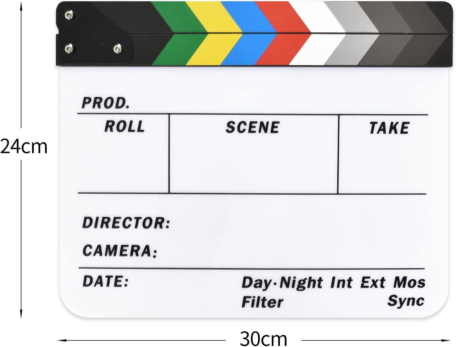 Acrylic Plastic Clapper Board for Film, 30X24Cm Director'S Film Clapboard Movie Cut Action Scene Slate for Movie, Video, TV Show, Studio Live, White image number 2