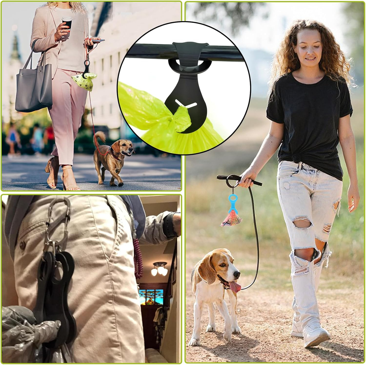 KASESSS Pack of 6 Silicone Waste Bag Holder, Dog Waste Bag Holder for Lead, Flexible Dog Waste Bag Clips for Dog Walks, Waste Bag Dispenser with Non-Slip Strips, Dog Waste Bag Dispenser image number 5