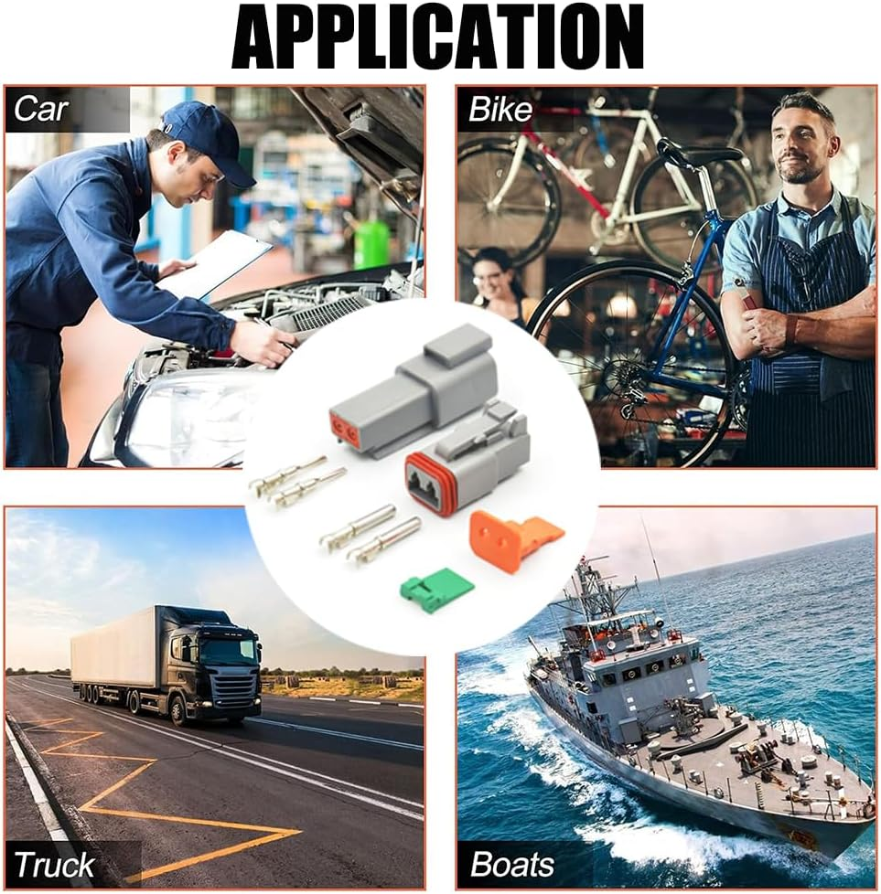 Paifeancodill 2 Pin Deutsch DT Connector Kit, IP68 Waterproof Electrical Automative DT Connectors Kit with 12Pairs Size 16 Stamped Contacts 16-18 AWG, for Car Truck Boat, 6 Sets image number 5