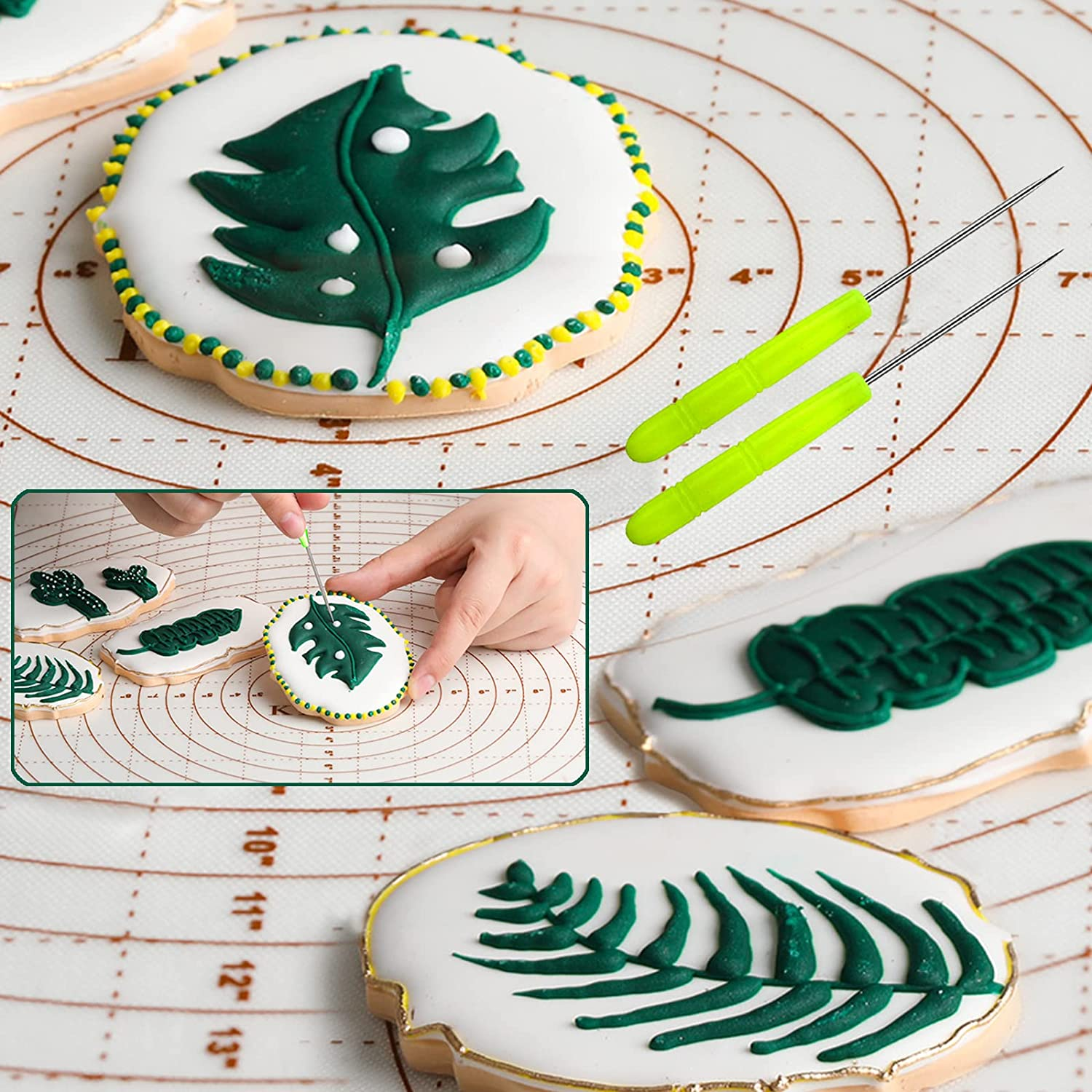 Makmeng 120Pcs Tipless Piping Bags, 100Pcs 12Inch Disposable Pastry Bags for Royal Icing Cookies Decorating - Icing Frosting Bags and Tips Set with 10 Bags Ties, 3 Cookie Cutters & 2 Scriber Needle image number 6