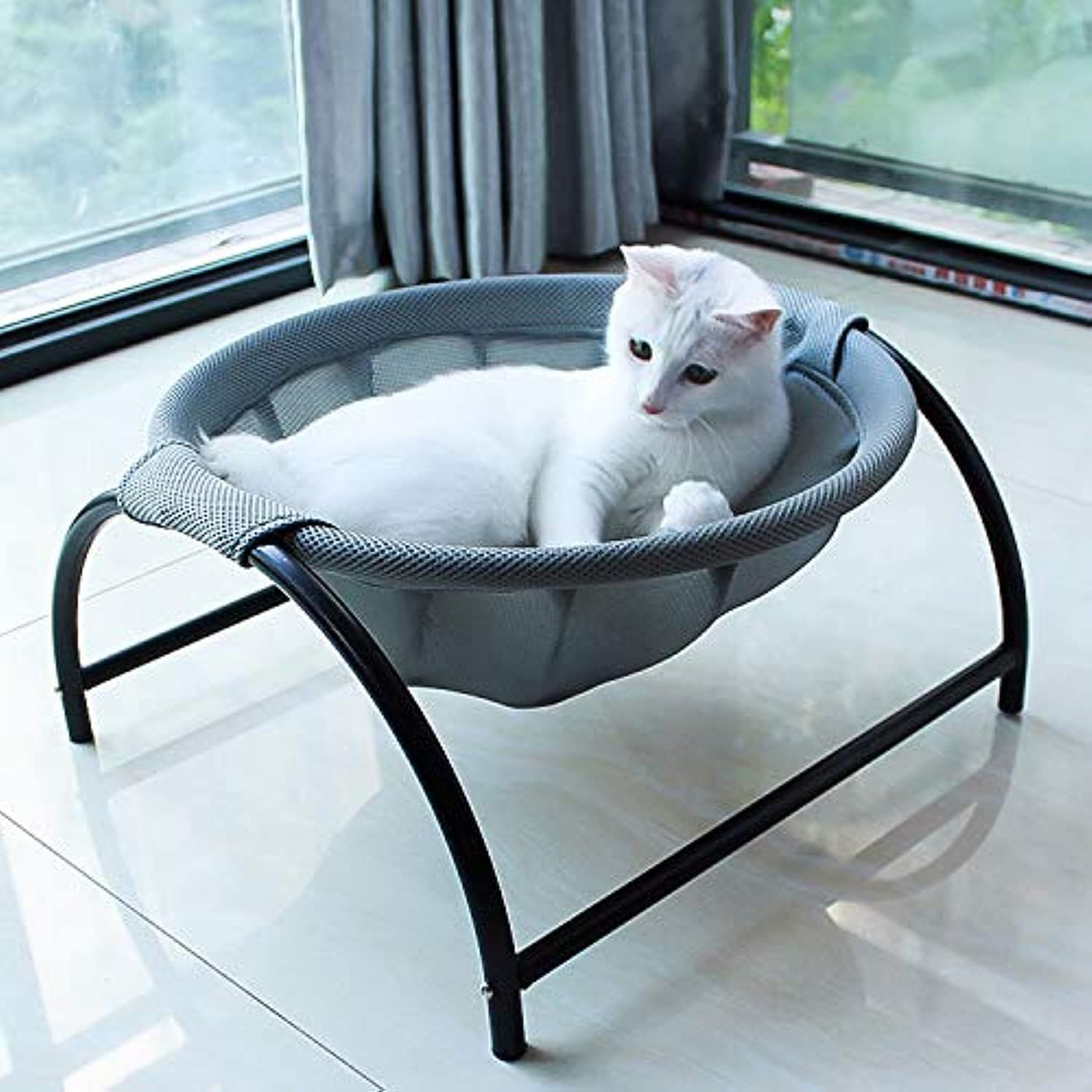 Cat Bed Dog Bed Pet Hammock Bed Free-Standing Cat Sleeping Cat Bed Cat Supplies Pet Supplies Whole Wash Stable Structure Detachable Excellent Breathability Easy Assembly Indoors Outdoors (Gray) image number 5