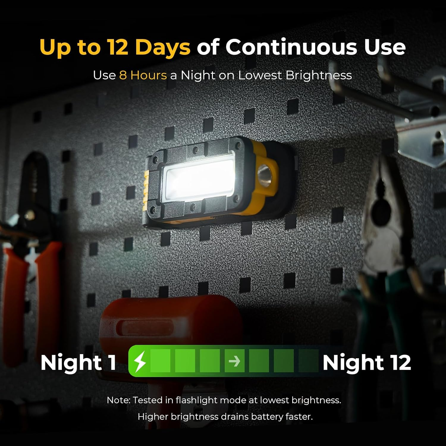 Bougerv WL01 LITE Work Light Rechargeable, 400 Lumens Magnetic Torch, Portable Inspection Light with 180&deg; Rotating Stand & Hook, Multiple Lighting Modes for Car Repair, Camping, Outdoor, Emergency image number 3