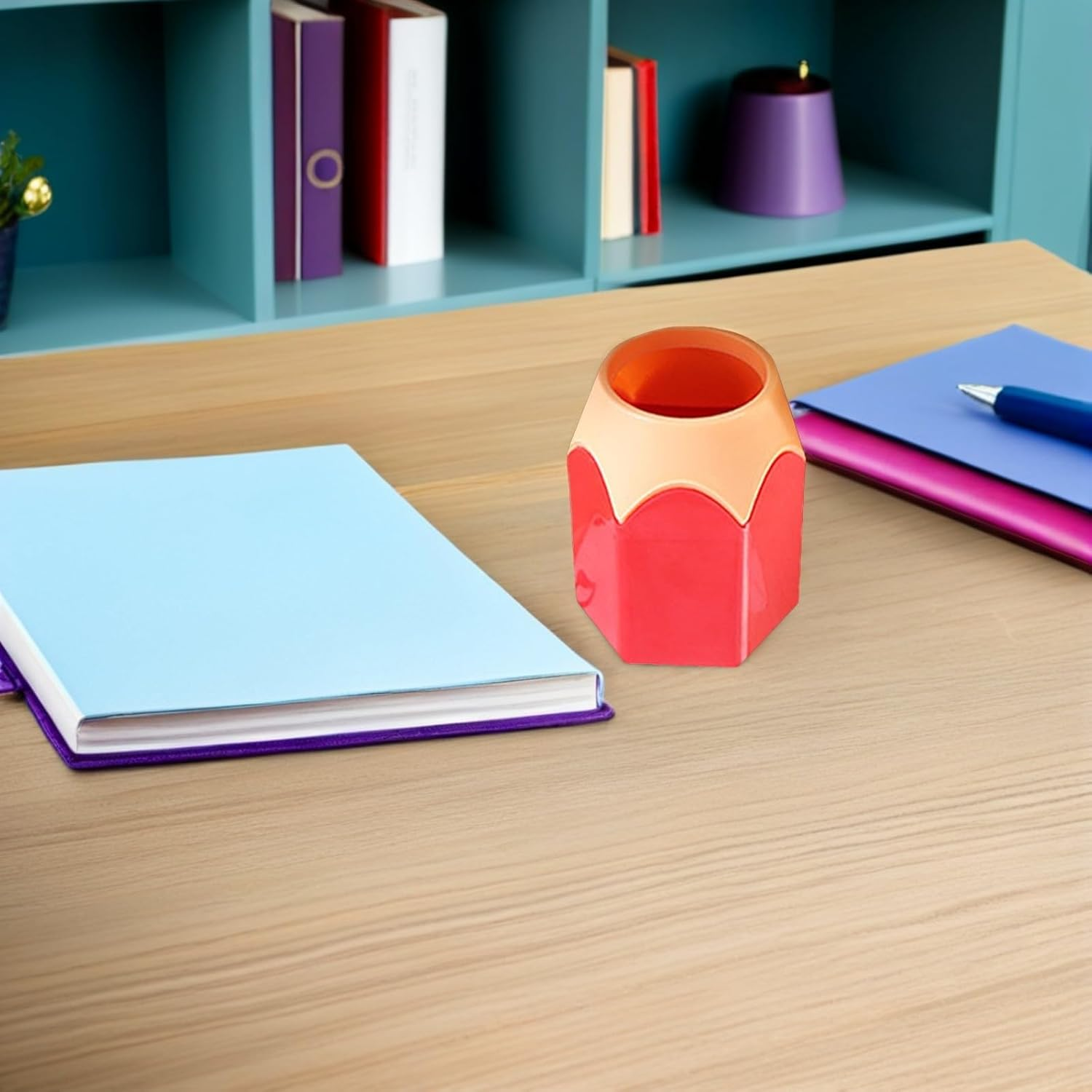 BEBEMOKO 10Pcs Pencil Dispenser and Crayon Holder Set, Classroom and Office Pen Organizer for Desktop Storage, Sturdy Student Stationery Container