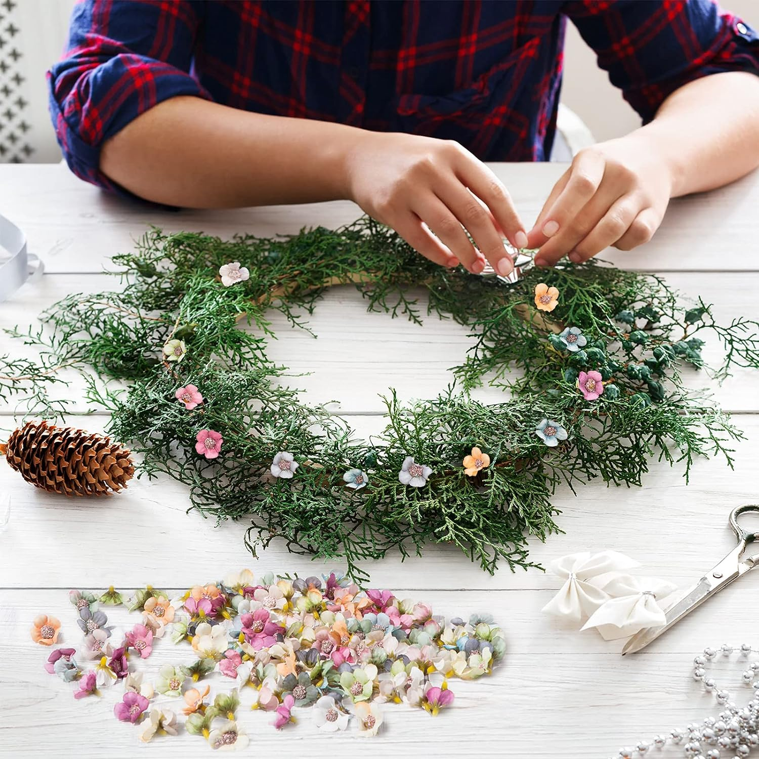 Juexica Mini Flowers for Crafts Small Silk Flowers Artificial Daisy Fake Small Flower Heads Bulk for Crafts Wedding Hair Cap Home Crown Garland Accessory Decor, 11 Colors(250 Pieces) image number 1