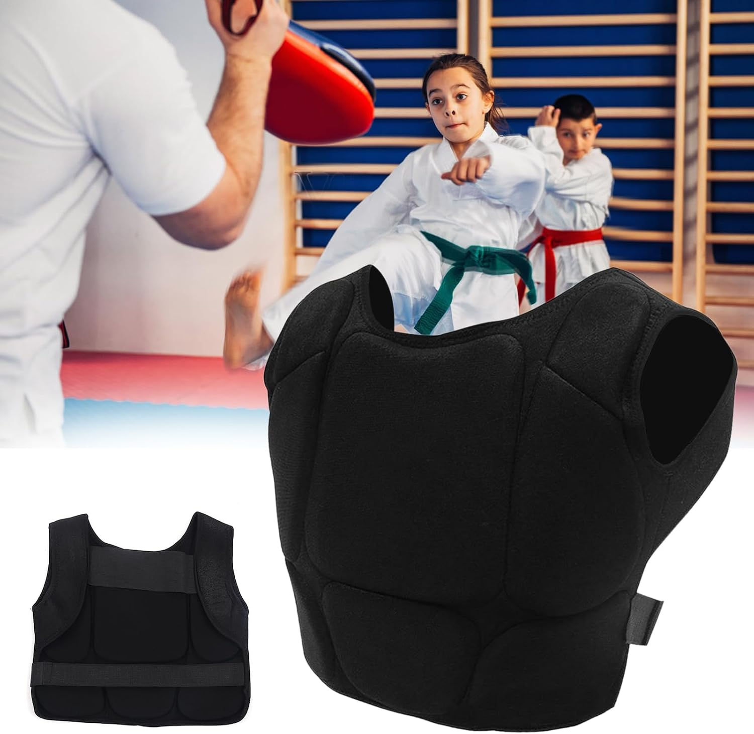 Boxing Body Shield - Kickboxing Breast Protector for Adults Kids, Comfortable Chest Guard Vest | Lightweight Chest Gear Protects during Sparring, Reliable Training Vest for Boxing Karate And image number 3