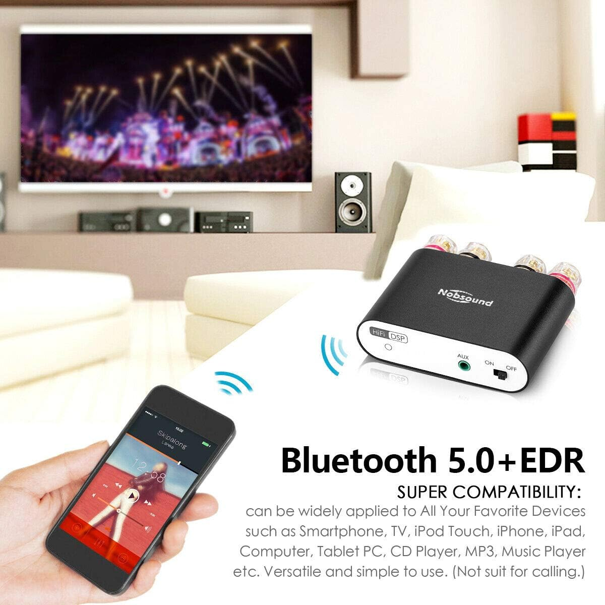 Nobsound NS-10G PRO 100W Bluetooth 5.0 Power Amplifier 2.0 Channel Stereo Audio Amp Wireless Receiver Hi-Fi DSP Home Speaker (Black) image number 4