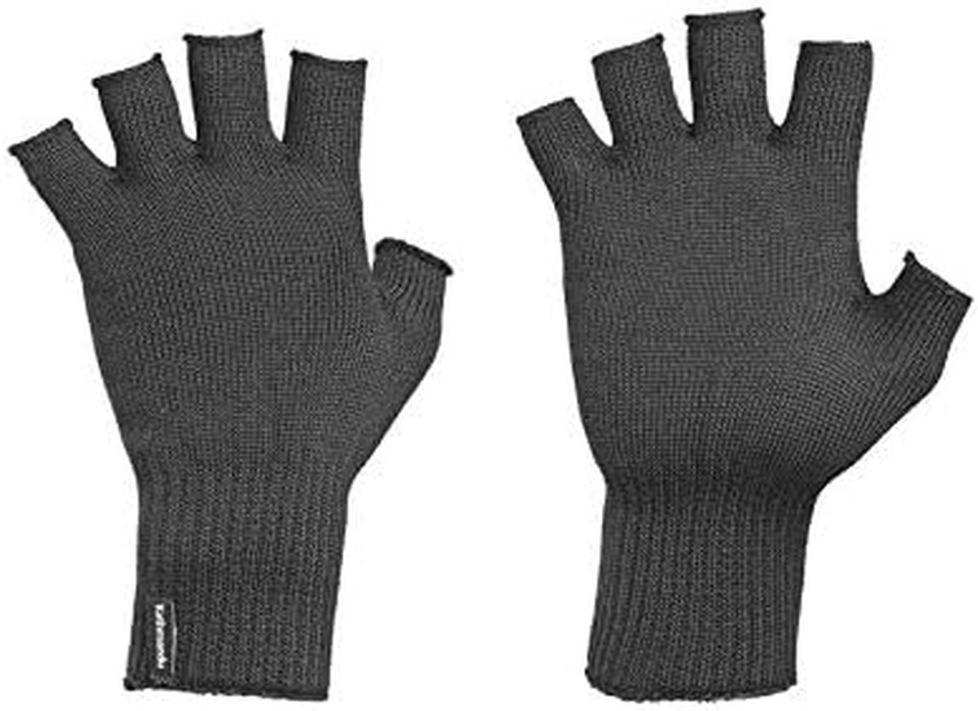 Kathmandu Polypro Thermal Knitted Warm Winter Fingerless Gloves image number 2