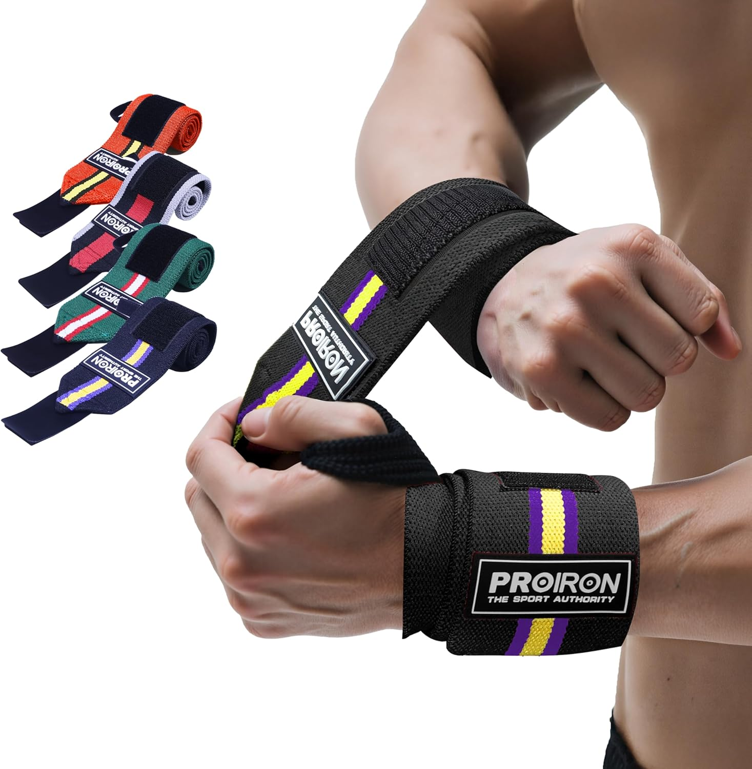 PROIRON Weightlifting Wrist Wraps 2 Pack Wrist Support with Heavy Duty Thumb Loop - Best Wrap for Powerlifting Competition, Strength Training, Bodybuilding
