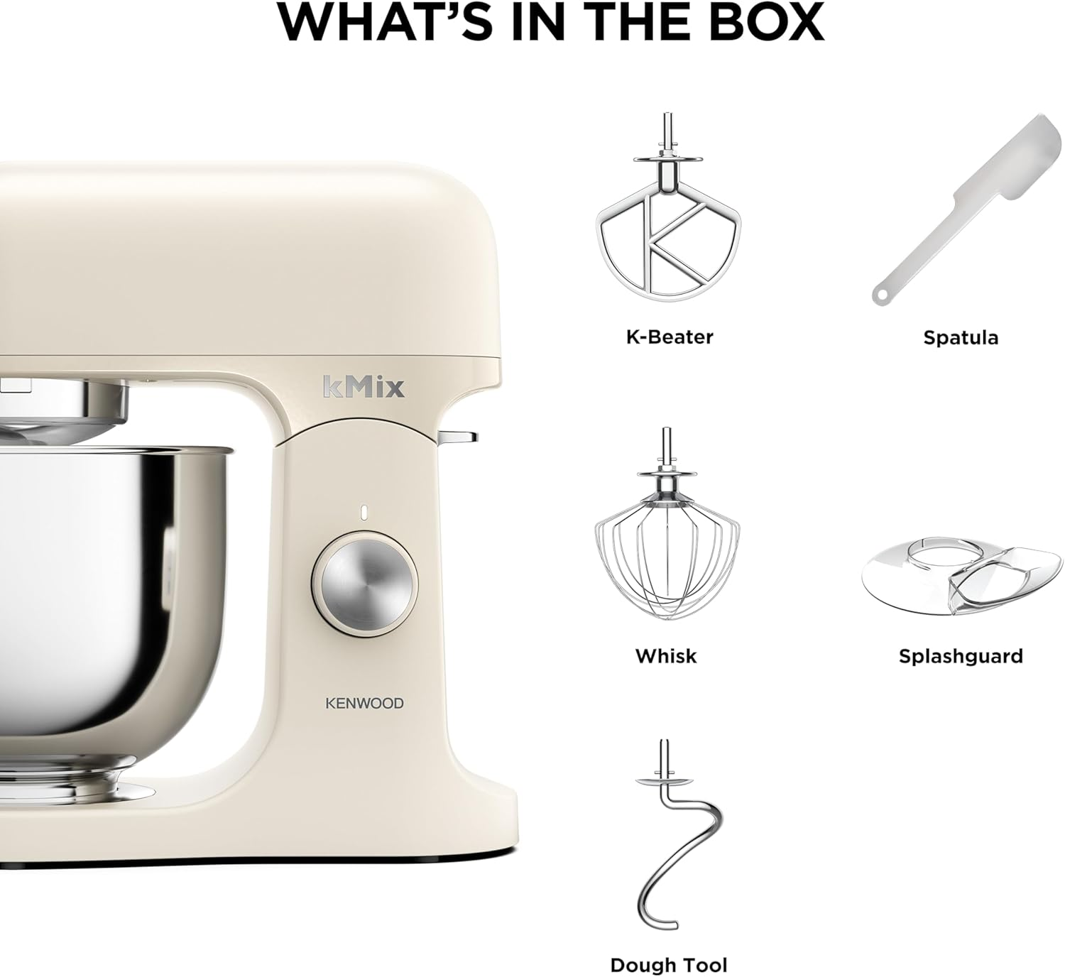 Kenwood Kmix Calm Cream KMX751ACR, Stand Mixer with 5L Stainless Steel Bowl, Safe-Use Safety System, Metal Casing, Incl. 3-Piece Patisserie Set and Splash Guard, 1000W, Cream - Kmix Cream image number 6