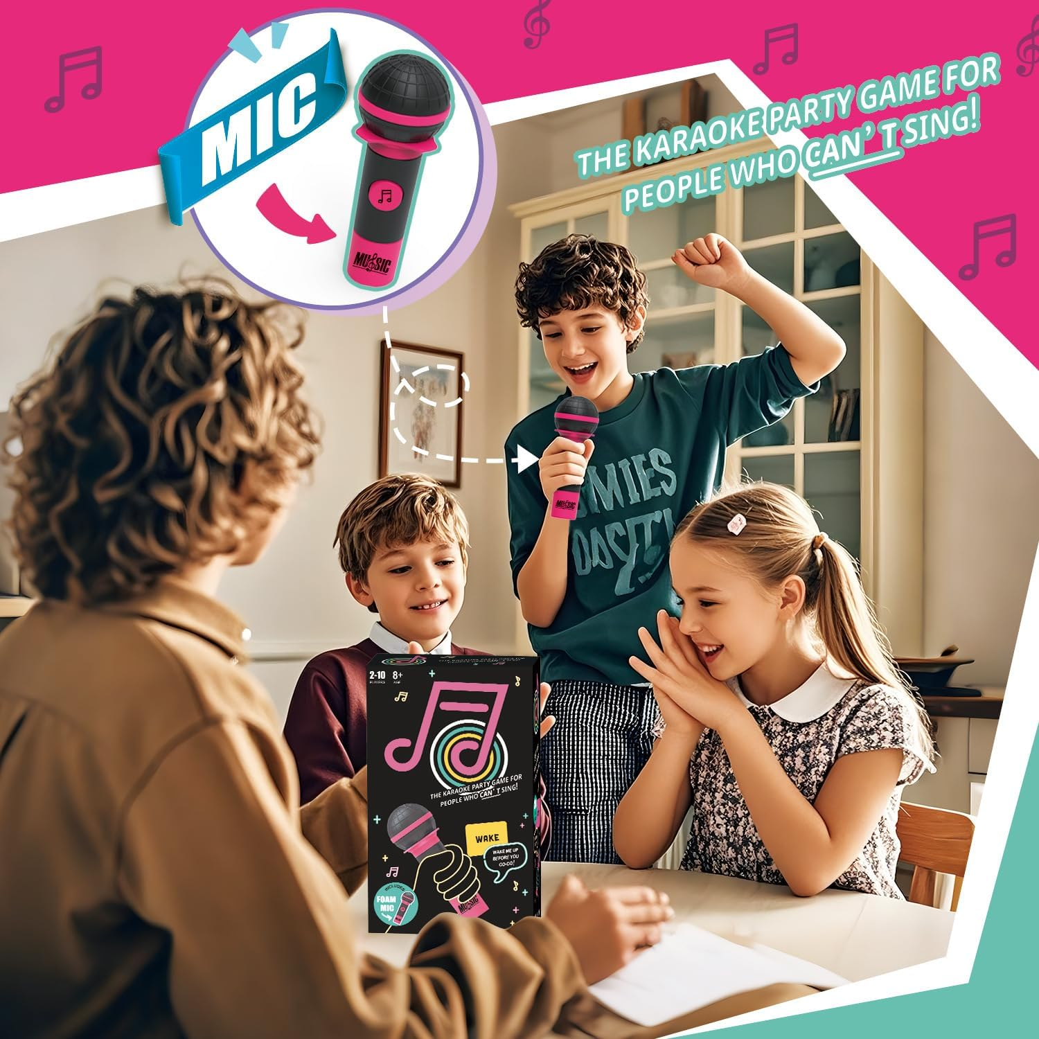 ADTZYLD Grab the Mic Karaoke Party Game &ndash; Fun Family & Friends Singing Game for 2-10 Players, 125 Song Cards, Hilarious Music Challenge for Game Nights, Birthdays & Gifts (Ages 8+) image number 1