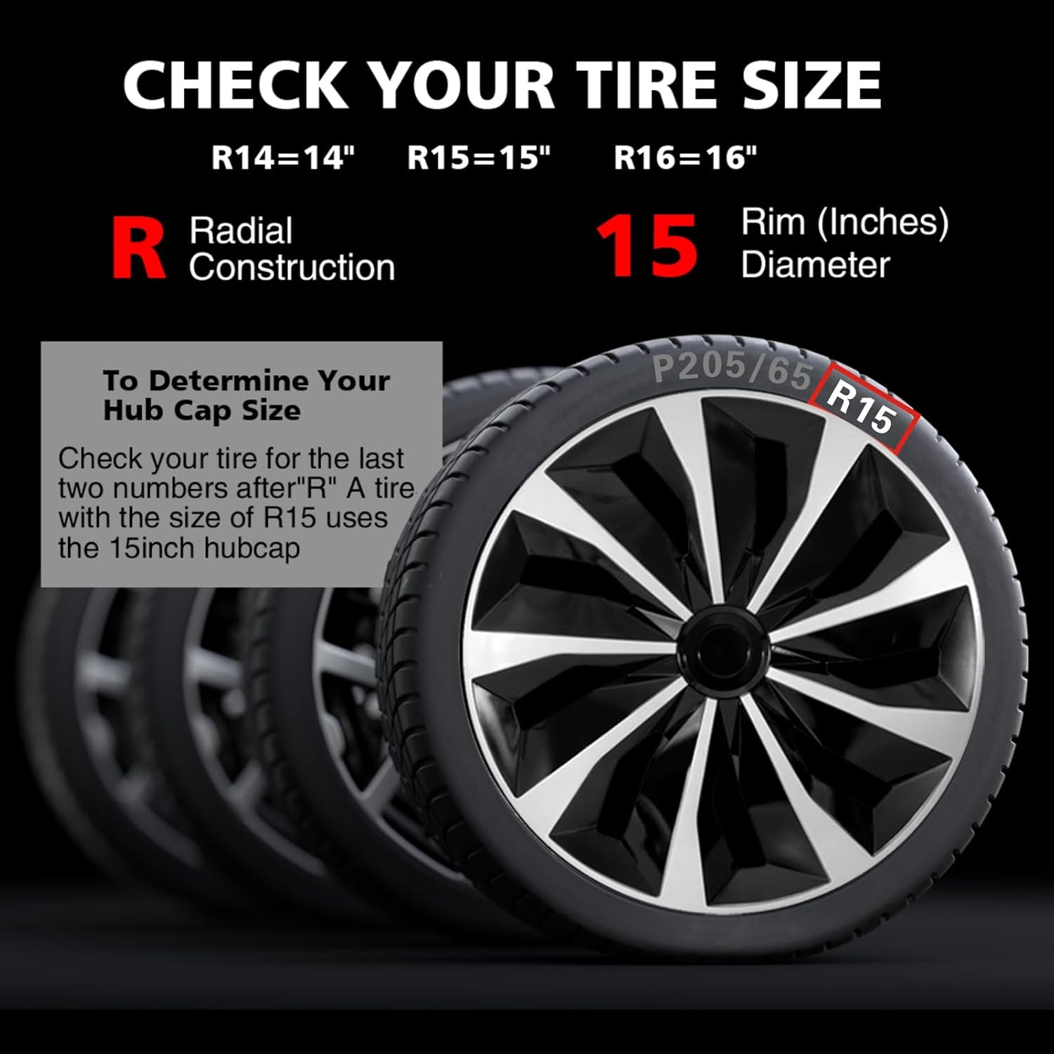 YOLOCKEY 15" Silver Wheel Rim Cover Hubcaps Replacement R15 Hub Caps Snap on Universal Wheel Rim Cover ABS Exterior Accessories for Car Trunk SUV Set of 4 image number 6