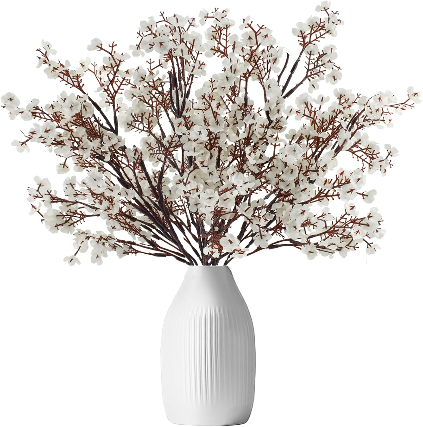 Bacucine Babys Breath Artificial Flowers 6Pcs Fake Flowers Real Touch Faux Gypsophila Bouquet for Home Wedding Party Table Decor (White) image number 2