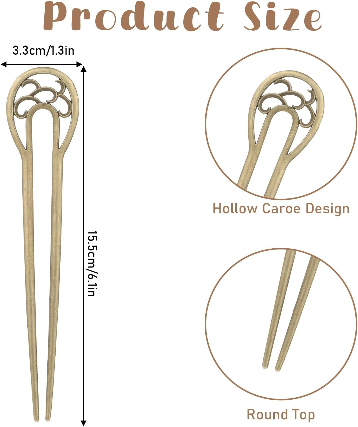 Giantree 4 Pcs Metal U Shaped Hairpin, French Pins Vintage Hair Sticks Hair Fork Pins Hair Accessory for Women and Girls Hairstyles image number 2