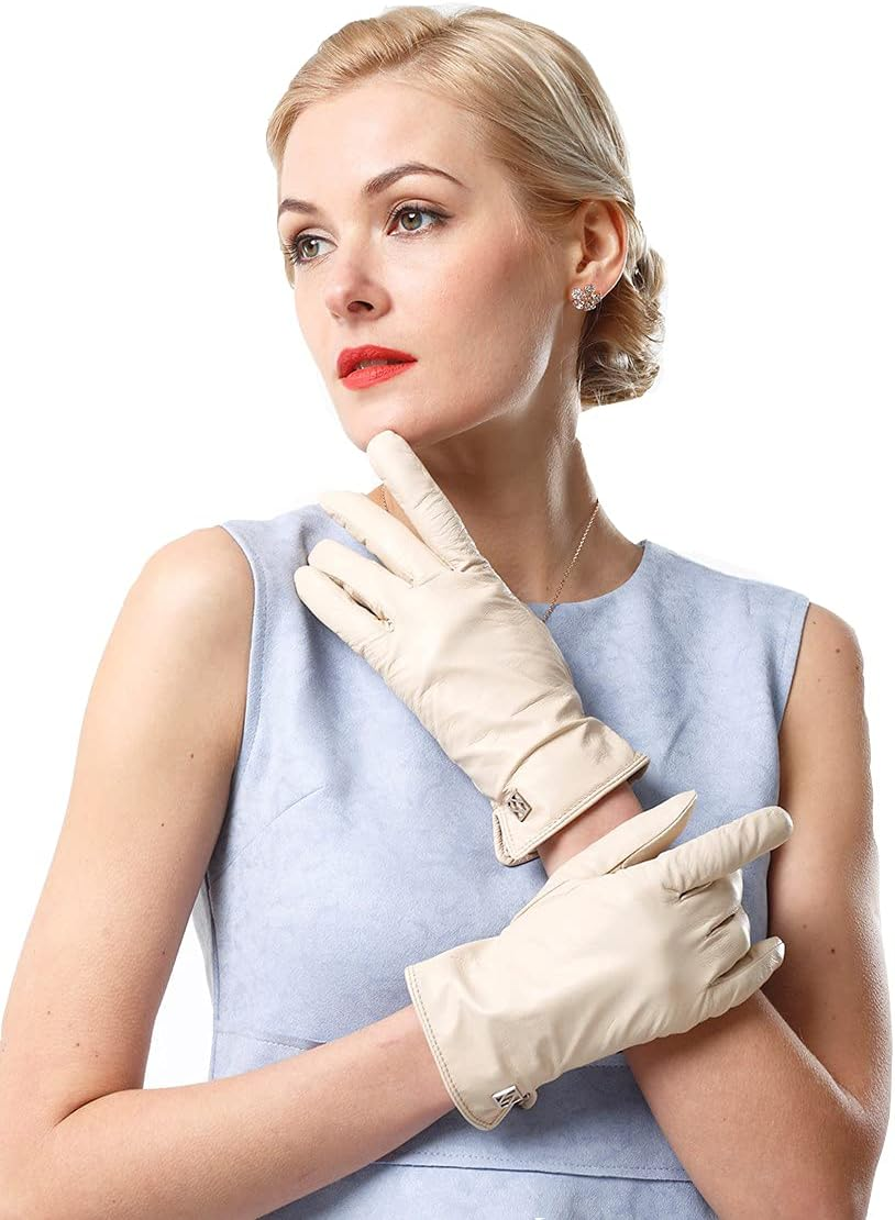 Nappanovum Women'S Italian Leather Gloves Lambskin Winter Comfort Gloves (Touchscreen or Non-Touchscreen)