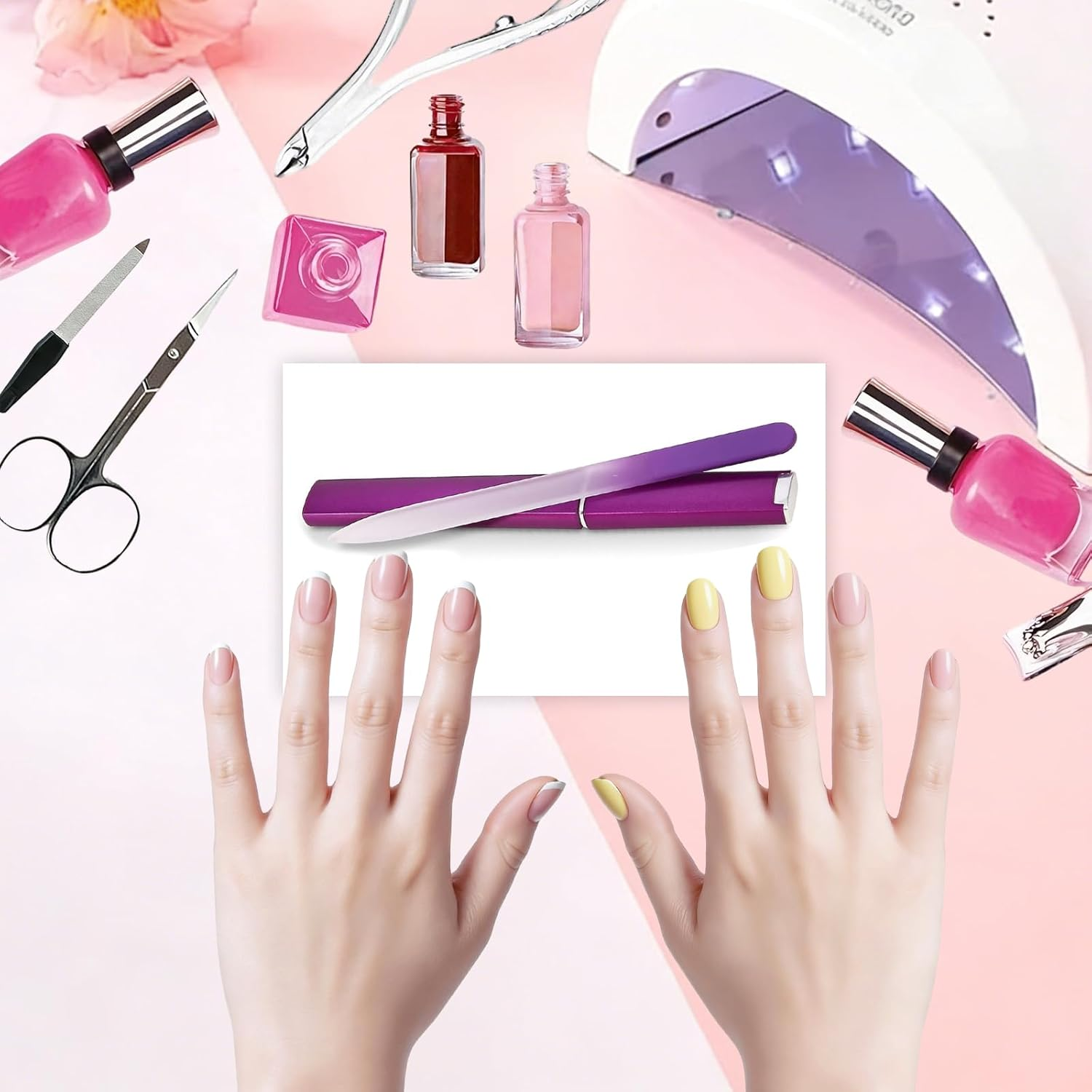 Glass Nail File 3 Pack for Natural Nails Crystal Nail Files Etched Professional Nail Filer (Black+Purple+Red) - Black+Purple+Red image number 4