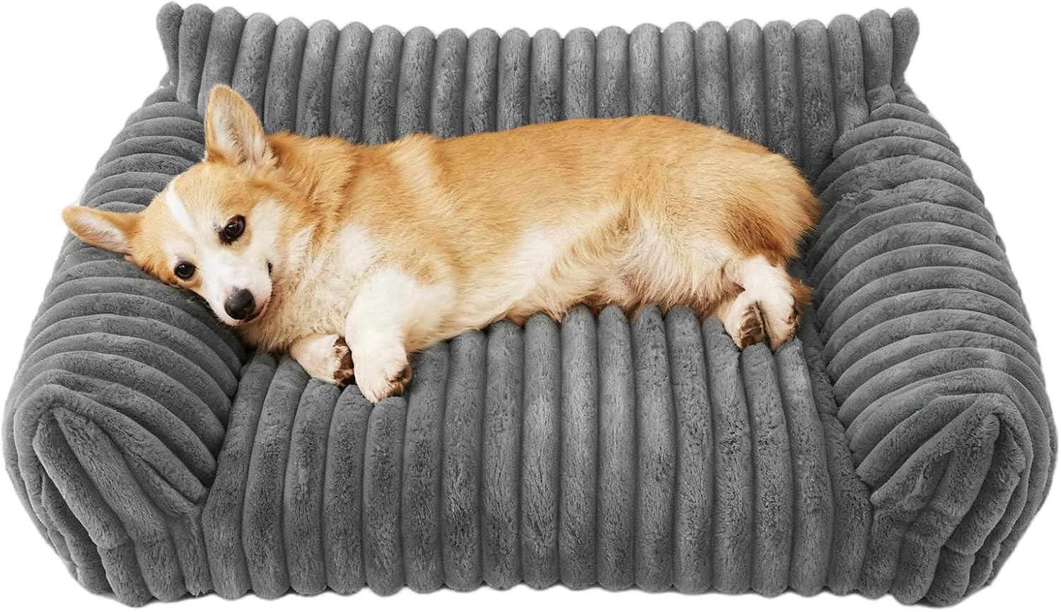 GBKDQQ Large Cat Bed, Orthopaedic Cat Sofa, 61 X 46 X 25 Cm, Dog Sofa, Small Dogs, Removable, Washable, Non-Slip Cat Bed, Fluffy for Small Dogs, Dark Grey image number 5