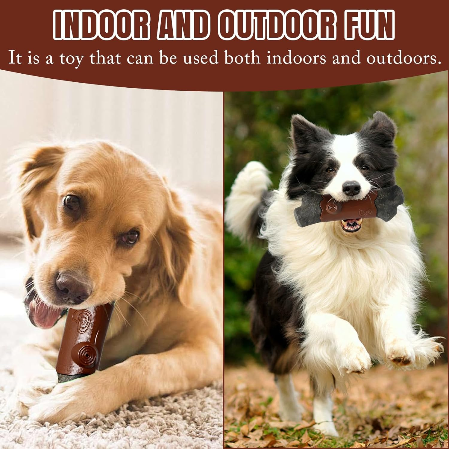 Indestructible Dog Toy for Aggressive Chewers | Tough Nylon Chew Toy for Large Dogs | Teeth Cleaning & Squeaky Dog Toys | Durable Interactive Puppy Toy for Outdoor Fetch Training image number 6