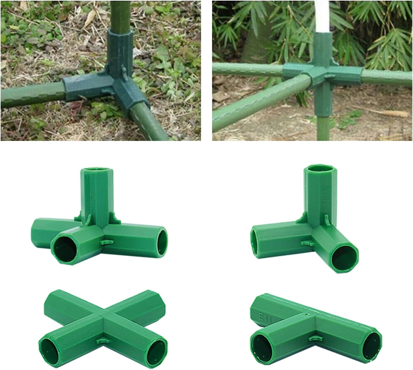 20PCS Fitting 11MM 4 Types Stable Support Heavy Duty Greenhouse Frame Building Connector Suitable for Grape Trellis Sunscreen Shed Gardening