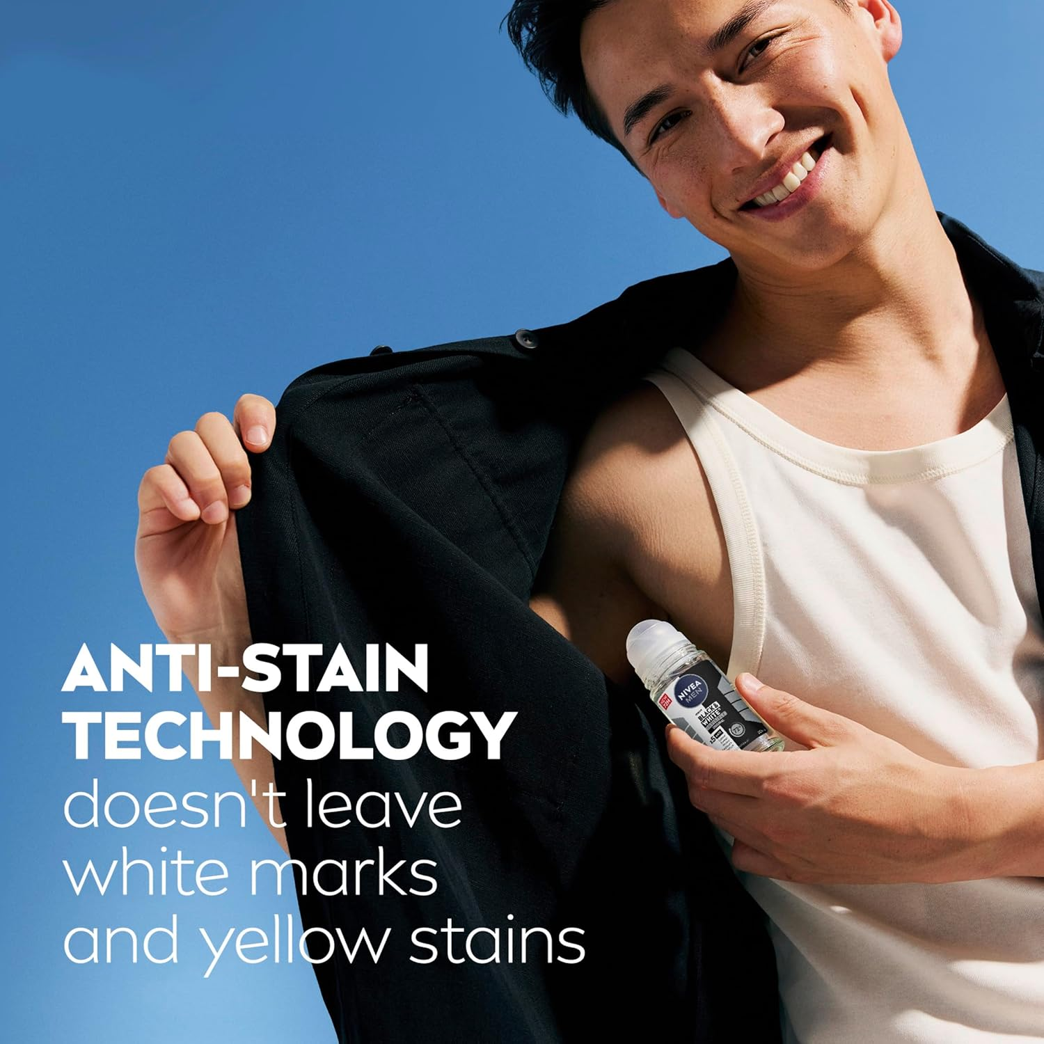 NIVEA MEN Black & White Invisible Original Anti-Perspirant Roll-On Deodorant 50Ml | Men'S Roll-On Deodorant | 72-Hour Sweat & Odour Protection | Anti-Staining Technology Protects Clothing image number 5