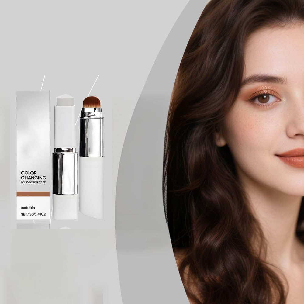 Depehelp Color Changing Cover Cream Stick, Coverage Moisturizing Makeup Base with Detachable Brush, for Quick Daily/Travel Touch-Ups, Fits Various Skin Tones (Natural)