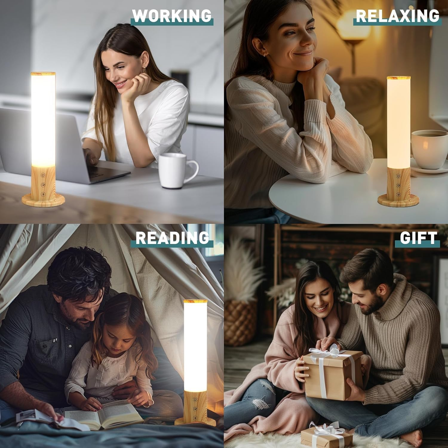 360&deg; SAD Lamp, Uv-Free 10000 LUX Light Therapy Lamp with 3 Color Temperatures & 5 Brightness Levels, Plug-In Design, Touch Control & Wood-Grain Base Sunlight Lamp for Seasonal Affective, Home & Office image number 5