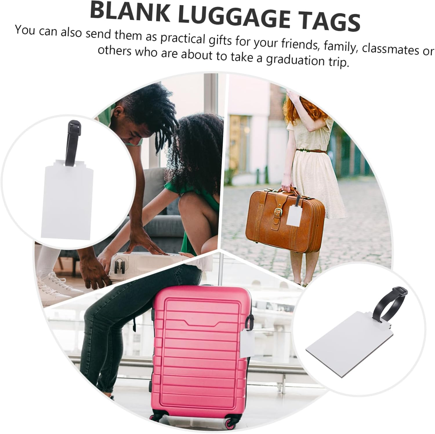 STOBOK Thermal Transfer Luggage Tag Blank Suitcase Tags DIY for Travel Cruise Ship Holder image number 3