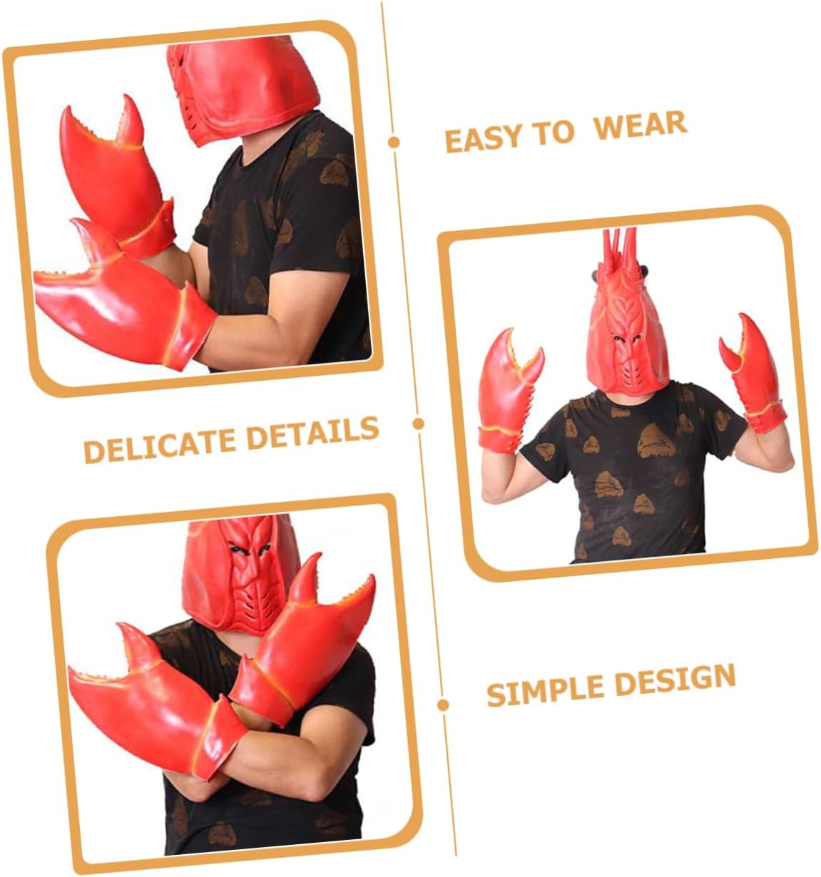 CHILDWEET 1Pair Crab Gloves for Cosplay and Halloween Flexible Ages Comfortable Animal Costume Accessory for Parties and Stage image number 4
