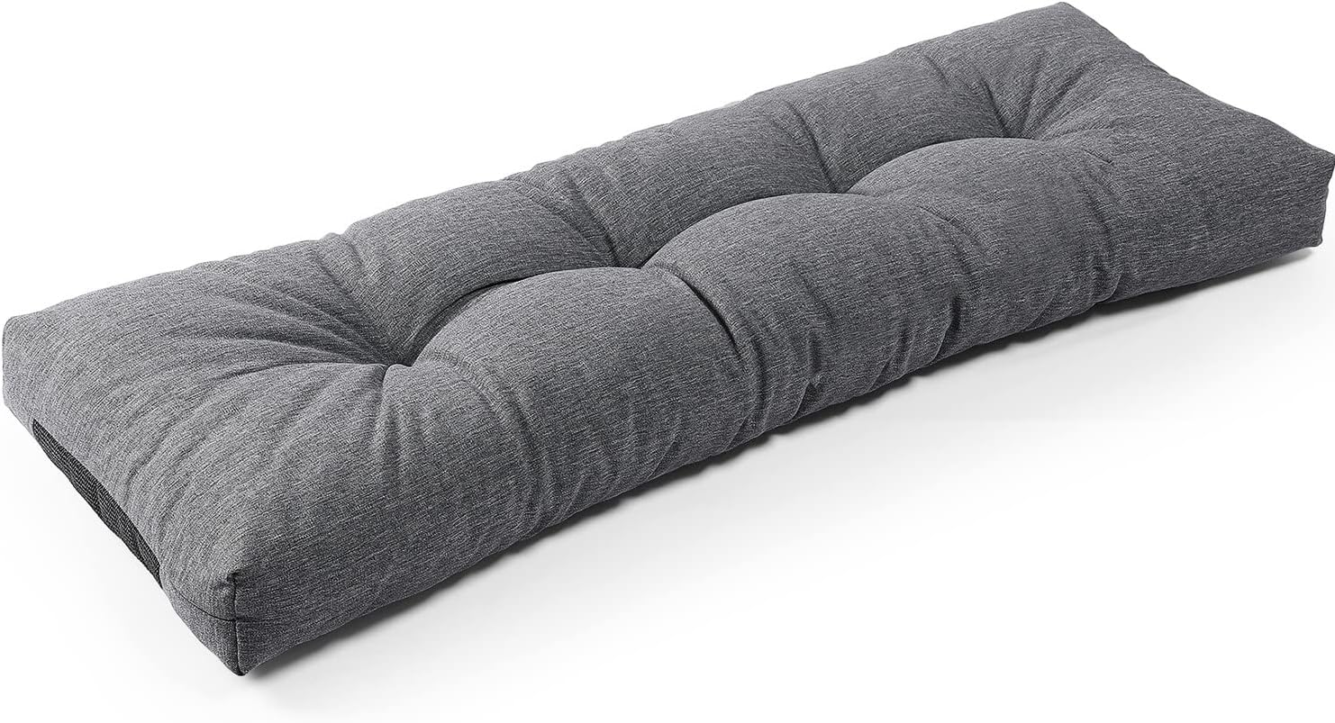 Sunrox Lokgrip Non Slip Tufted Memory Foam Bench Cushion, Fadeshield Water Resistant Durable Thicken Outdoor/Indoor Bench Seat Pads 36X14X4 Inch, Midnight (Heather Black, 36"X14"X4")
