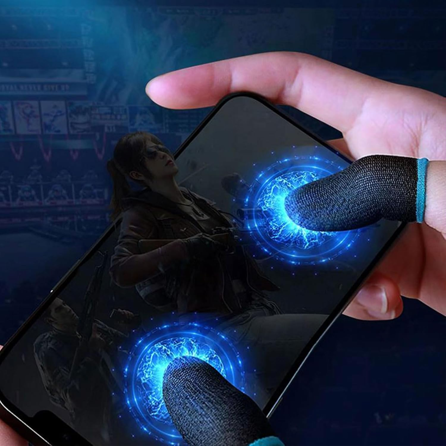 BGENHPON Mobile Phone PUBG Finger Sleeve Anti-Sweat Thumb Sleeves Professional Gaming Finger Gloves Breathable Comfortable for Gaming Pack of 10 Blue​ image number 3