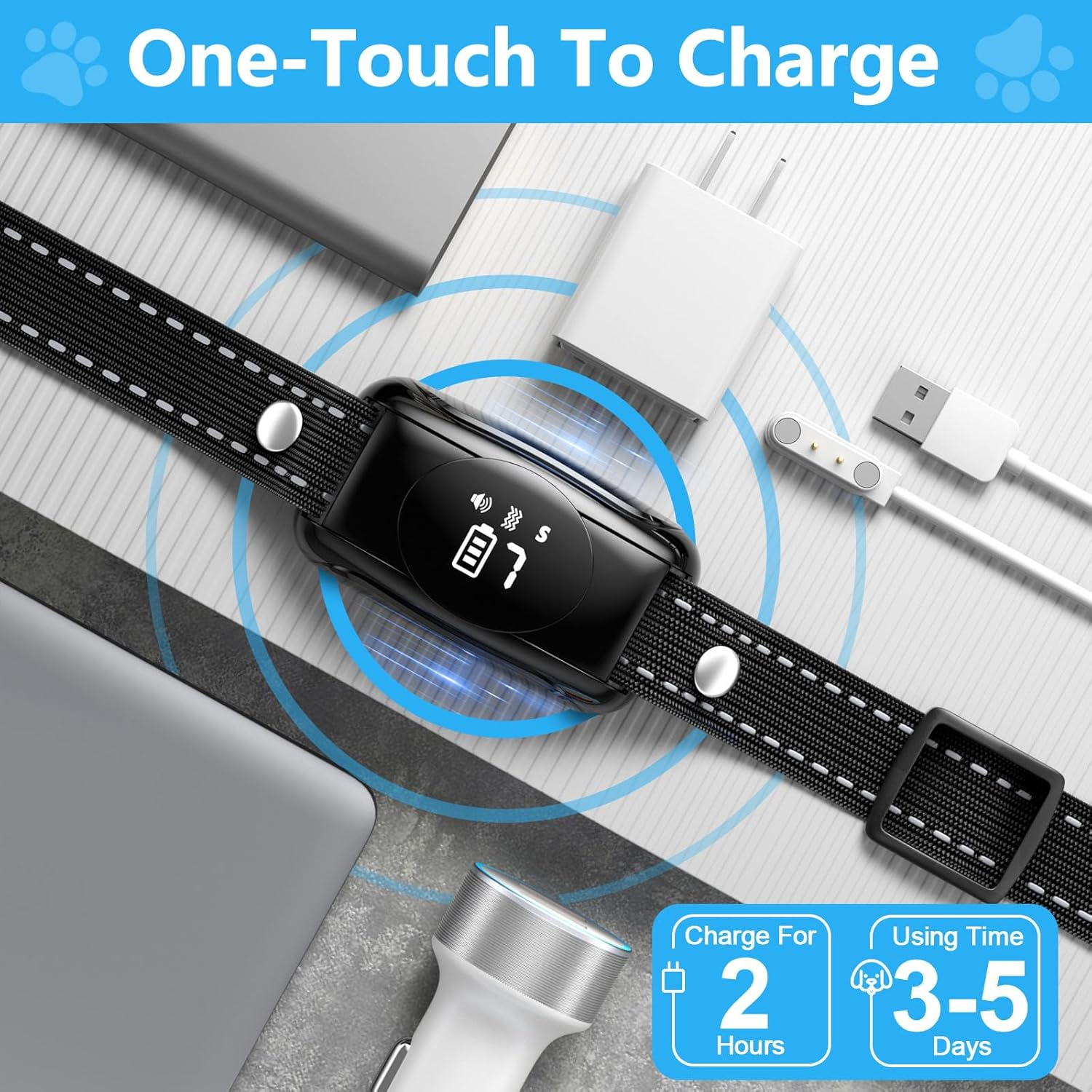 Dog Bark Collar, No Shock Dog Bark Collar with 4 Modes, Dog Training Collar with Remote, IPX7 Waterproof Bark Collar for Most Breed Sizes, Barking Collar for Home, Garden & Courtyard Use image number 1