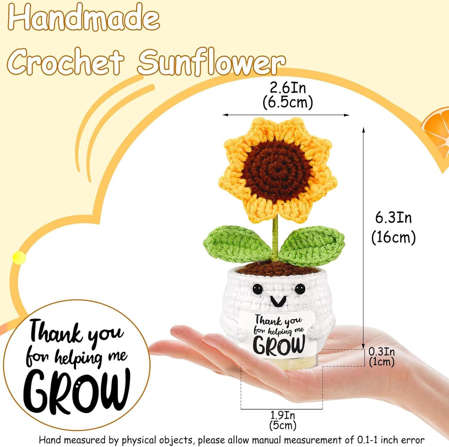 Teacher Gift Personalised Thank You Gifts for Women Emotional Support Crochet Sunflower Best Nursery Teachers Educators Day Gift Funny Christmas Appreciation Leaving Gifts for Teacher End of the Year image number 5