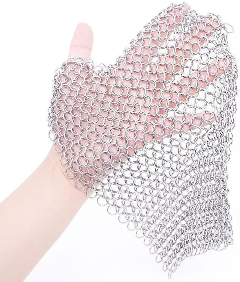 316 Stainless Steel Chainmail Scrubber for Cast Iron Pans, Skillets, and Griddles 20 X 15 Cm (8 X 6 Inch) image number 2