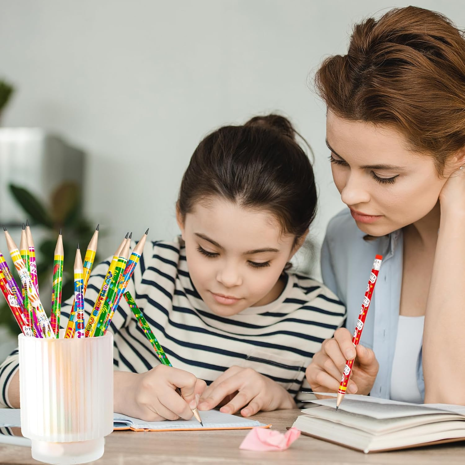Happy Birthday Pencils 50PCS Wooden Pencil with Eraser Classroom Teacher Award for Kids image number 5