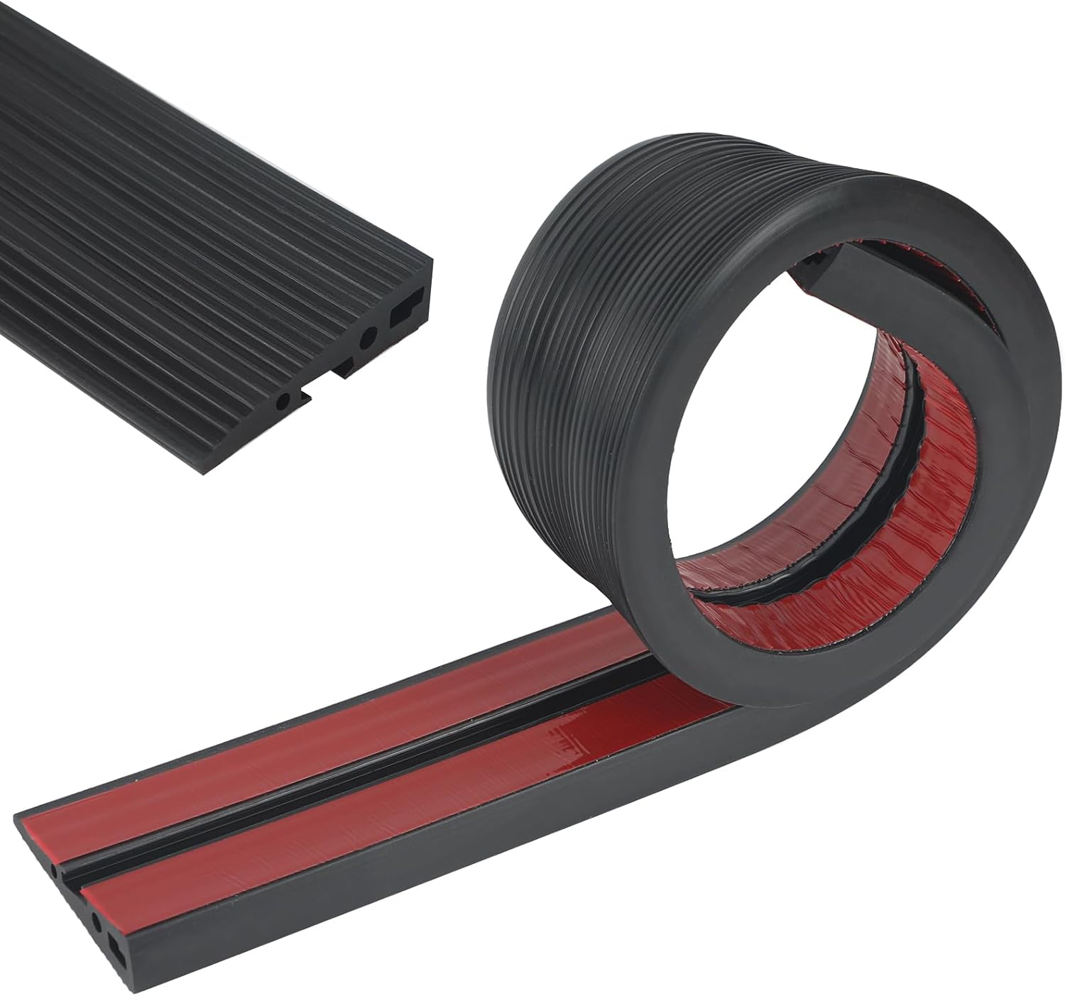 Threshold Ramp for Doorways, 90 X 7.5Cm Self Adhesive Rubber Kerb Ramp with 4 Holes, Non Slip 1.5/2Cm Height Door Step Strip for Wheelchair (Black, 2Cm)