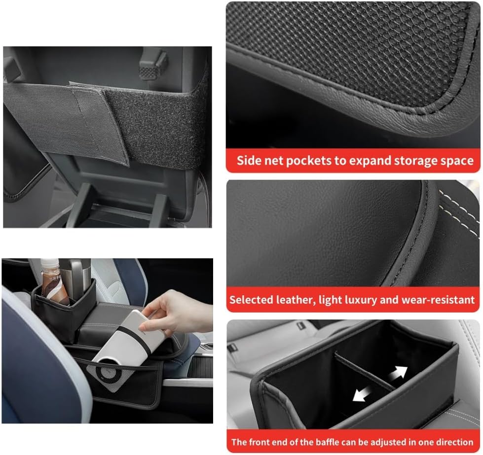 Raksonic Car Center Console Cover Drink Holder Multifunctional Storage Leather Car Armrest Cover Waterproof and Wear Resistant Memory Foam Suitable for Most Cars Black image number 5