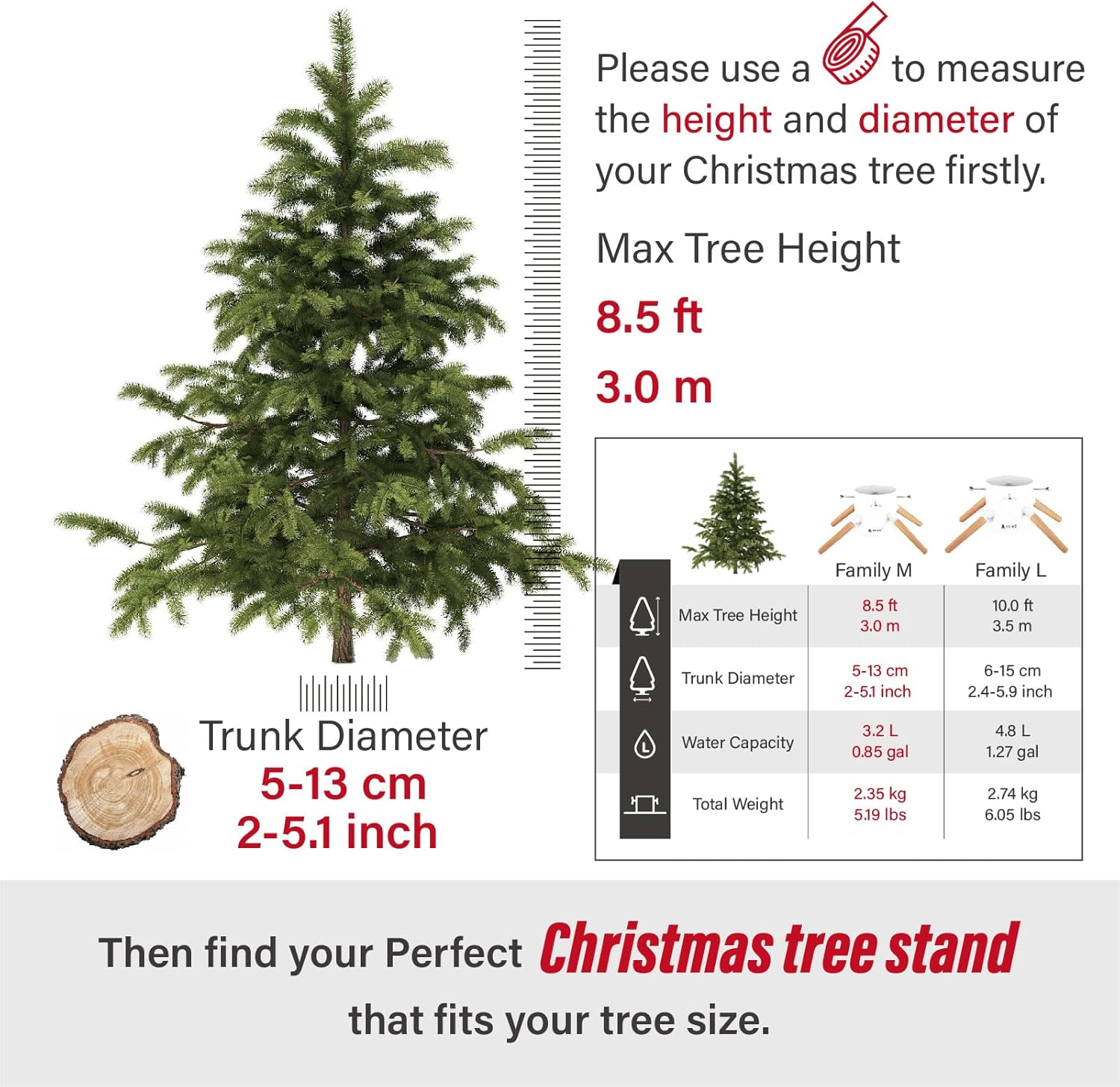 Tree Nest Christmas Tree Stand with Water Tank for Large Trees - Family Christmas Tree Stand for Trees up to 3 M, 5-13 Cm Trunk White image number 3