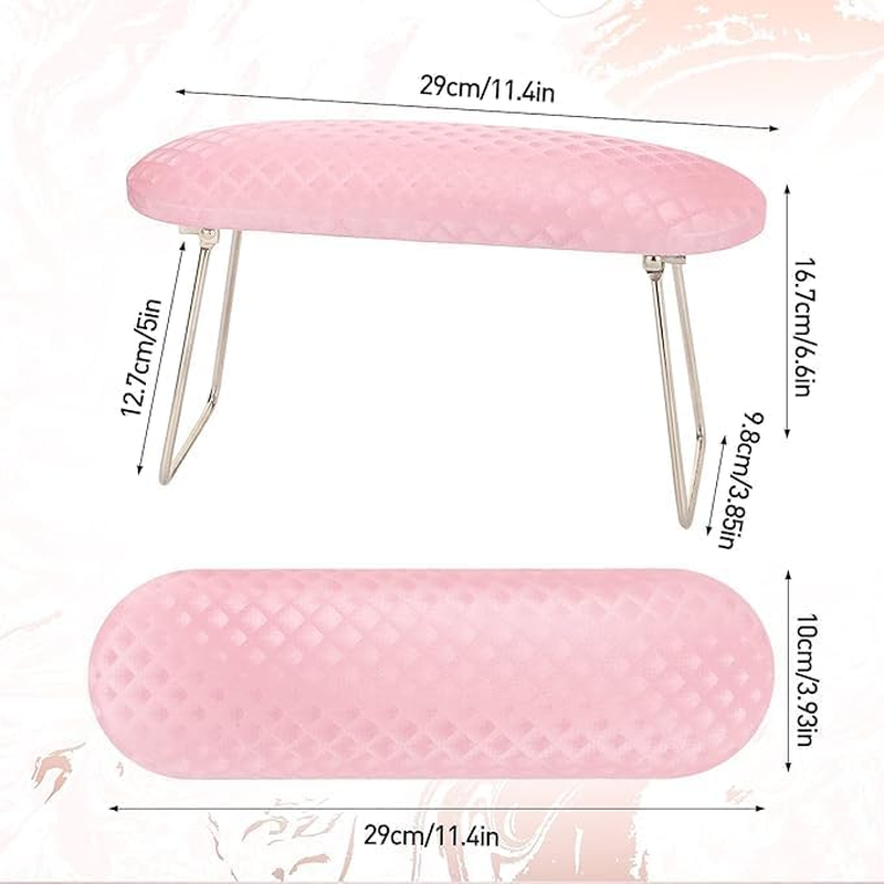 WOYAODONG Nail Arm Rest Microfiber Leather Nail Pillow Hand Rest Leather Manicure Pillow Stainless Steel Stand Nail Cushion Nail Art Hand Pillow Nail Arm Holder for Women Girls Nail Art Decoration (Pink) image number 2