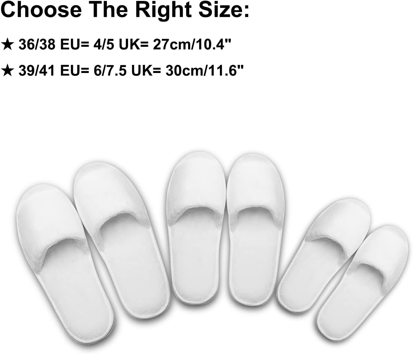 Ahfulife 5 Pairs of Hotel Slippers, White Open, Terry Towelling Slippers, Spa Slippers, Bath Slippers, Disposable Slippers for Men and Women, Guest Slippers Set, Unisex image number 3