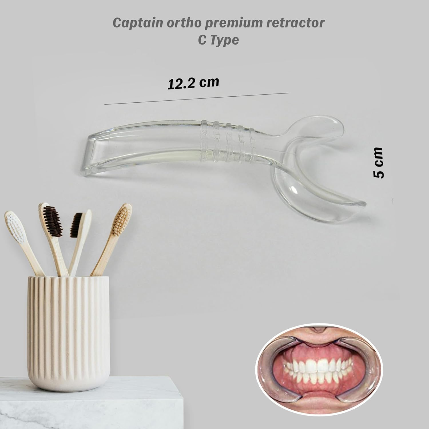 C-Shape Premium Cheek Retractor Transparent, Lip Retractor, Autoclavable Mouth Opener (4) image number 4