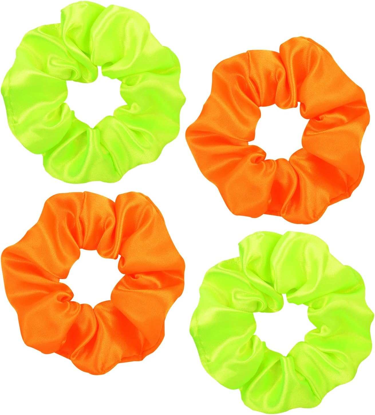 Pack of 4 Neon Coloured Hair Bobbles, Satin Hair Bobbles for Women, Elastic Hair Bobbles, Elegant Hair Bobbles, Hair Bobbles for Women and Girls image number 4