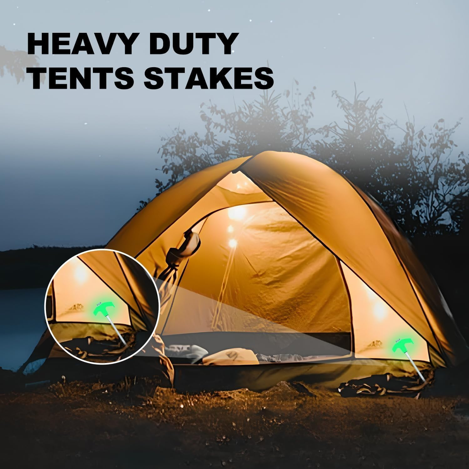 8Pack Tent Stakes-8&rdquo; Drill in Heavy Duty Ground Pegs Screw in Camping Stakes with Hex Head Driver Spikes Puller Protector Ratchet in a Carrying Bag for Camping Hiking, Hammocks Accessories (White) - White image number 5