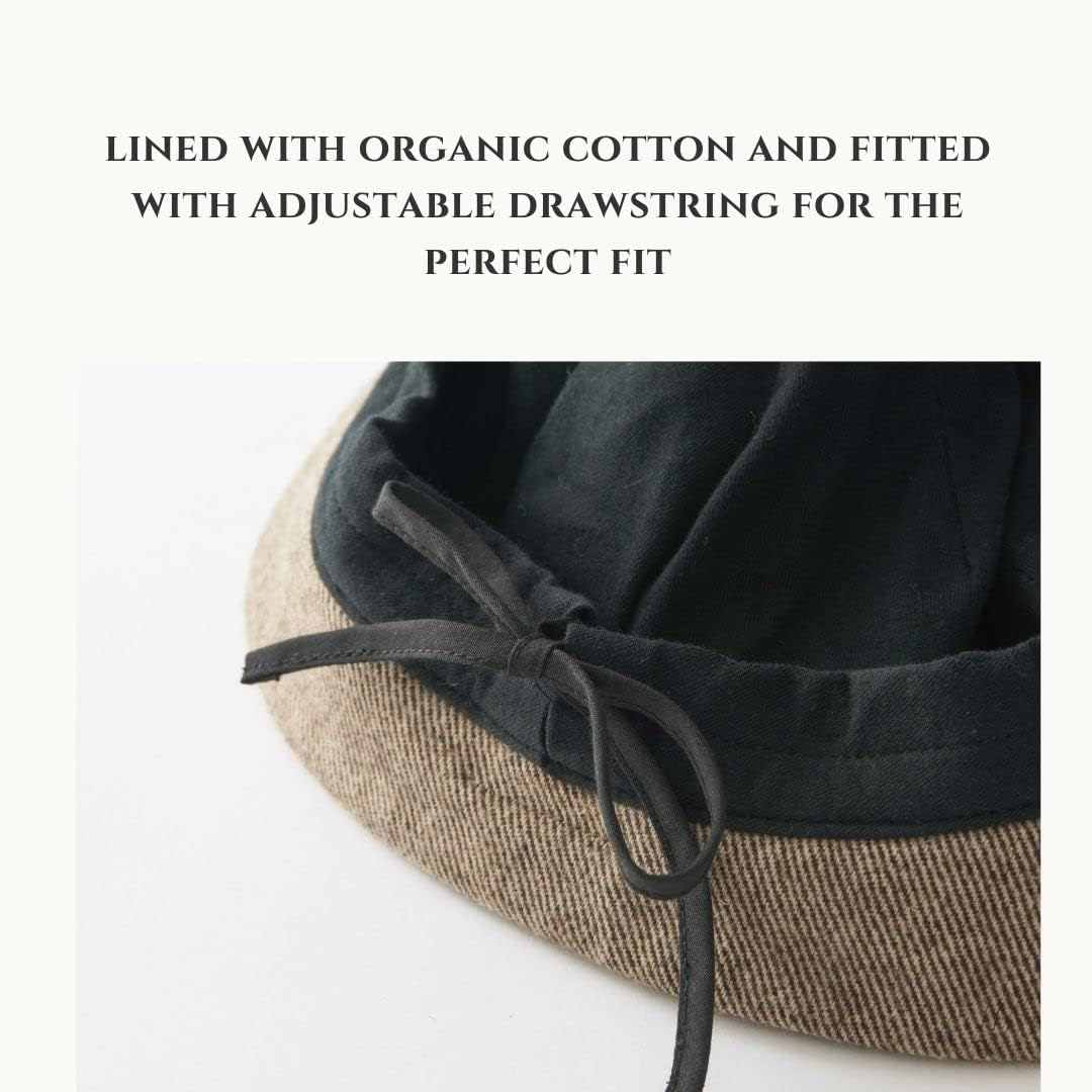 CHARM Womens Newsboy Winter Hat - Organic Cotton Bonnet Visor Casquette Chemo Cap - Black image number 5